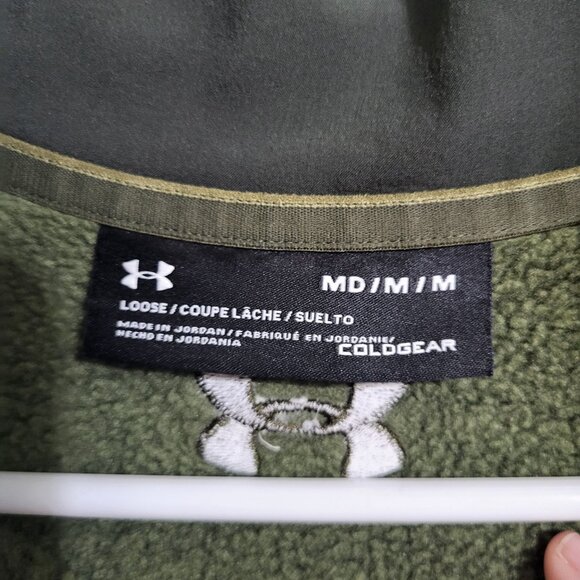 Under Armour UA Men's Medium Specialist Henley 2.0 Green Black Pullover Warm - Picture 5 of 10